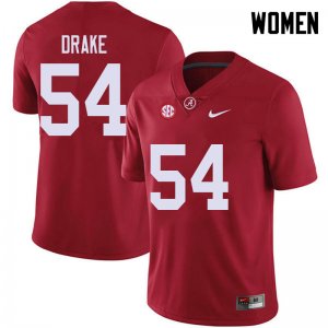 NCAA Women's Alabama Crimson Tide #54 Trae Drake Stitched College 2018 Nike Authentic Red Football Jersey MC17E42FM